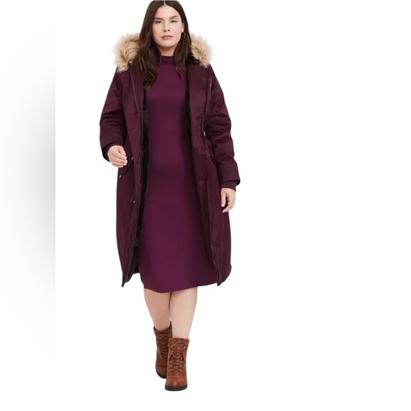 Torrid Burgundy Purple Jersey Mock Neck Bodycon Midi Dress Size: 1X - Picture 4 of 8